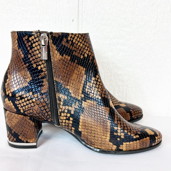 Calvin Klein Fioranna Snakeskin Boots Brown and Black Size 5 - Picture 1 of 8